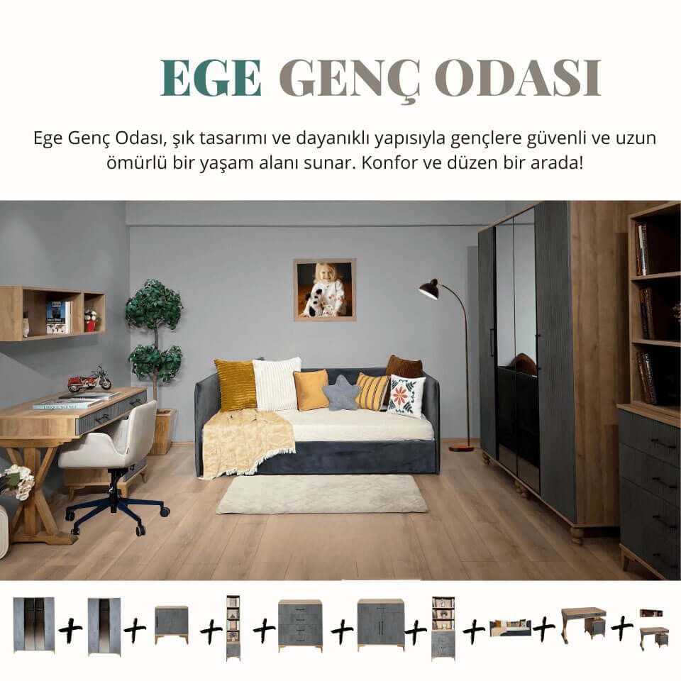 Ege Genç Odası Takımı | MDF | Modern ve Fonksiyonel Tasarım