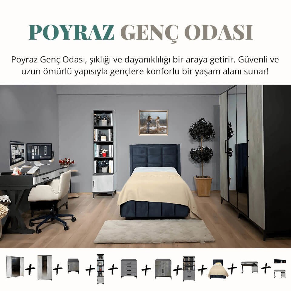 Poyraz Genç Odası Takımı | MDF | Modern ve Fonksiyonel Tasarım