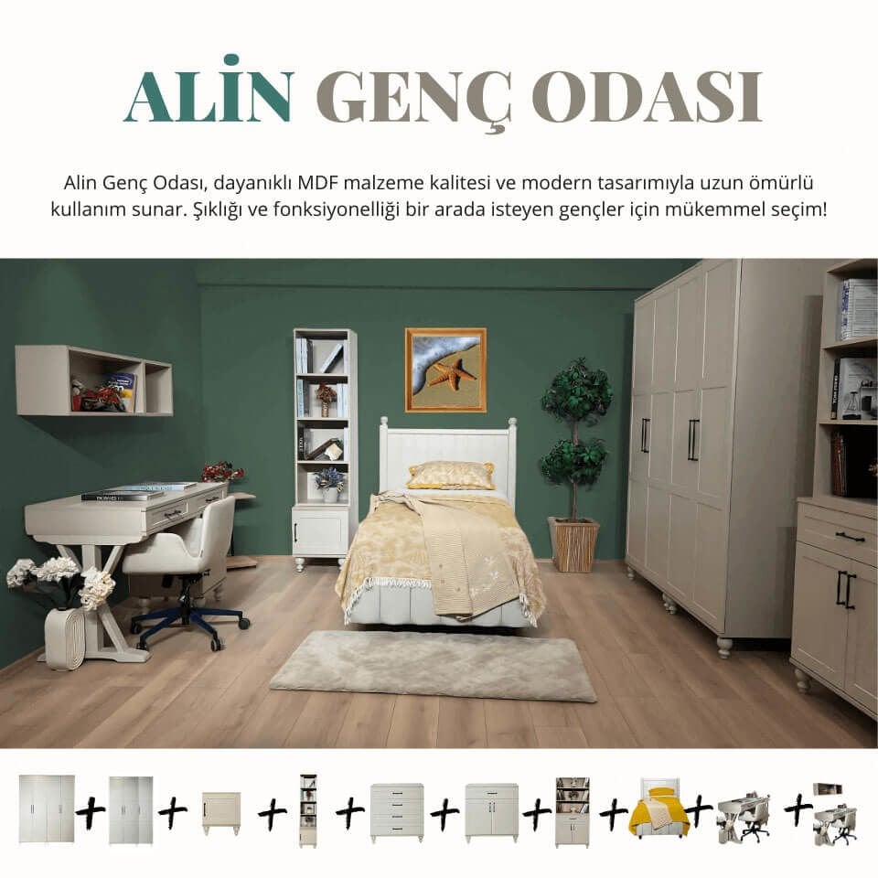 Alin Genç Odası Takımı | MDF | Modern ve Fonksiyonel Tasarım