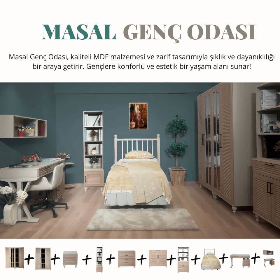 Masal Genç Odası Takımı | MDF | Modern, Şık ve Fonksiyonel Tasarım