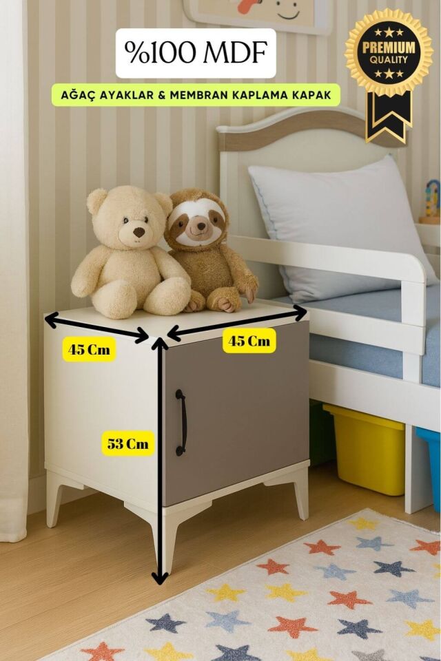 Deniz Komodin | MDF Gövde | Ağaç Ayaklar | Şık ve Fonksiyonel Genç Odası Komodini