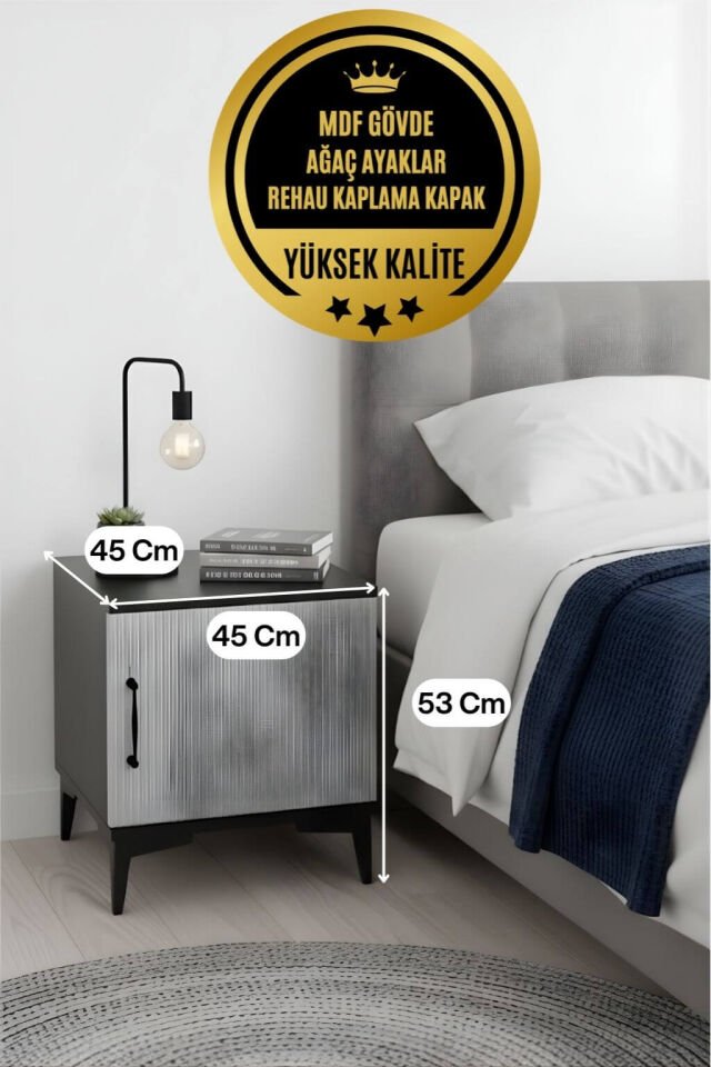 Poyraz Komodin | MDF Gövde | Ağaç Ayaklar | Şık ve Fonksiyonel Genç Odası Komodini