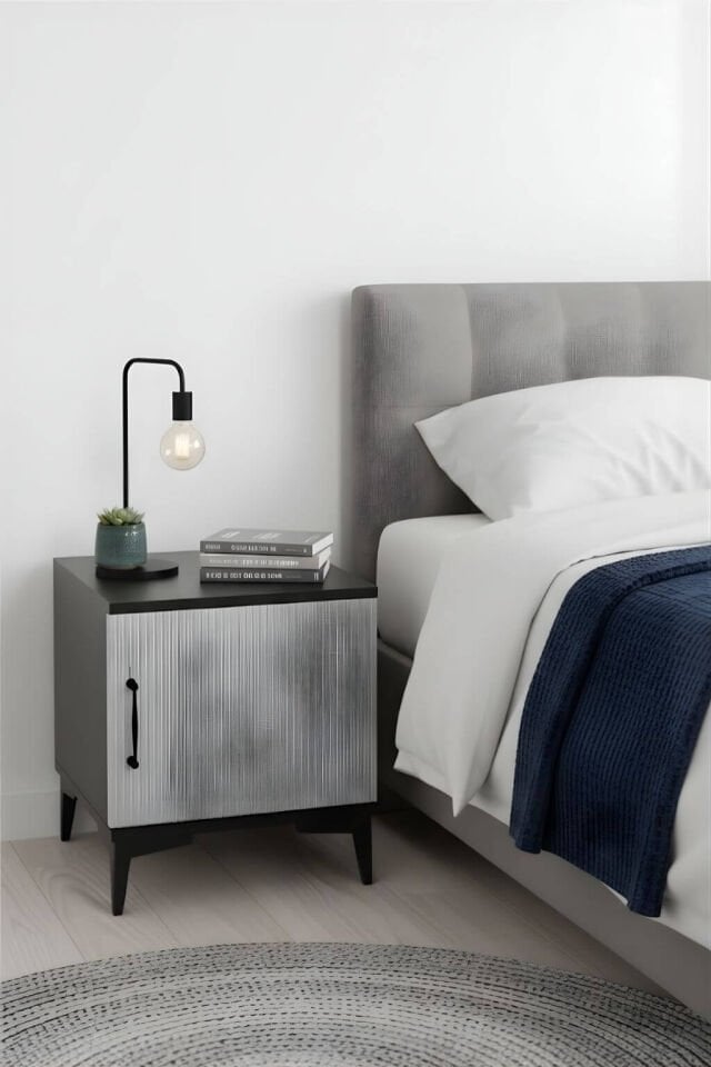 Poyraz Komodin | MDF Gövde | Ağaç Ayaklar | Şık ve Fonksiyonel Genç Odası Komodini