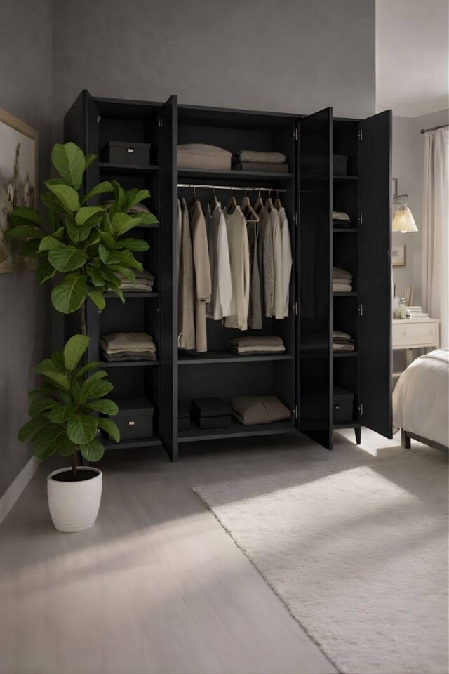 Poyraz 4 Kapaklı Dolap | MDF Gövde | Ağaç Ayaklar | Geniş ve Şık Genç Odası Dolabı