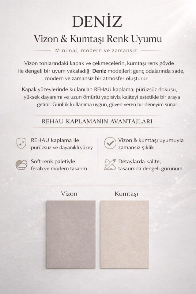 Deniz Çalışma Masası | MDF Gövde | Ağaç Ayaklar | Şık ve Ergonomik Genç Odası Masası