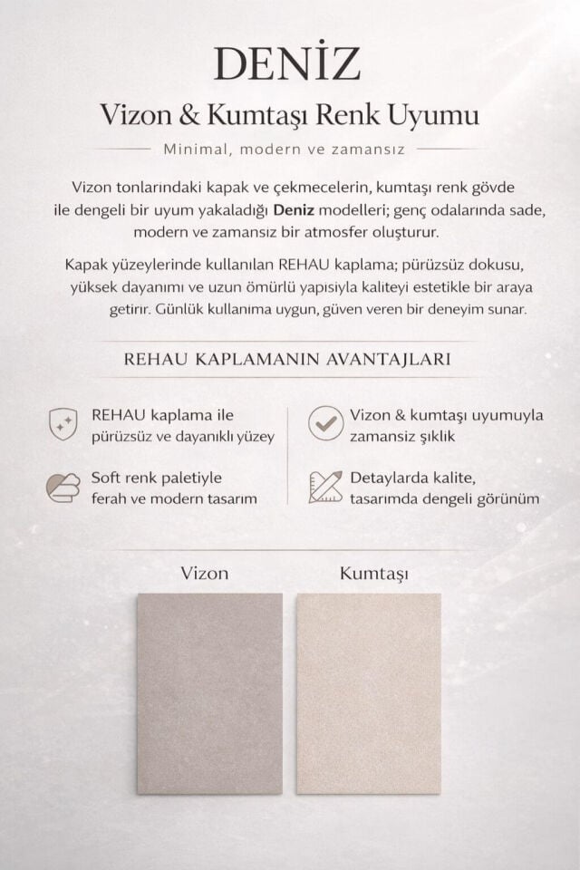 Deniz Çalışma Masası | MDF Gövde | Ağaç Ayaklar | Şık ve Ergonomik Genç Odası Masası