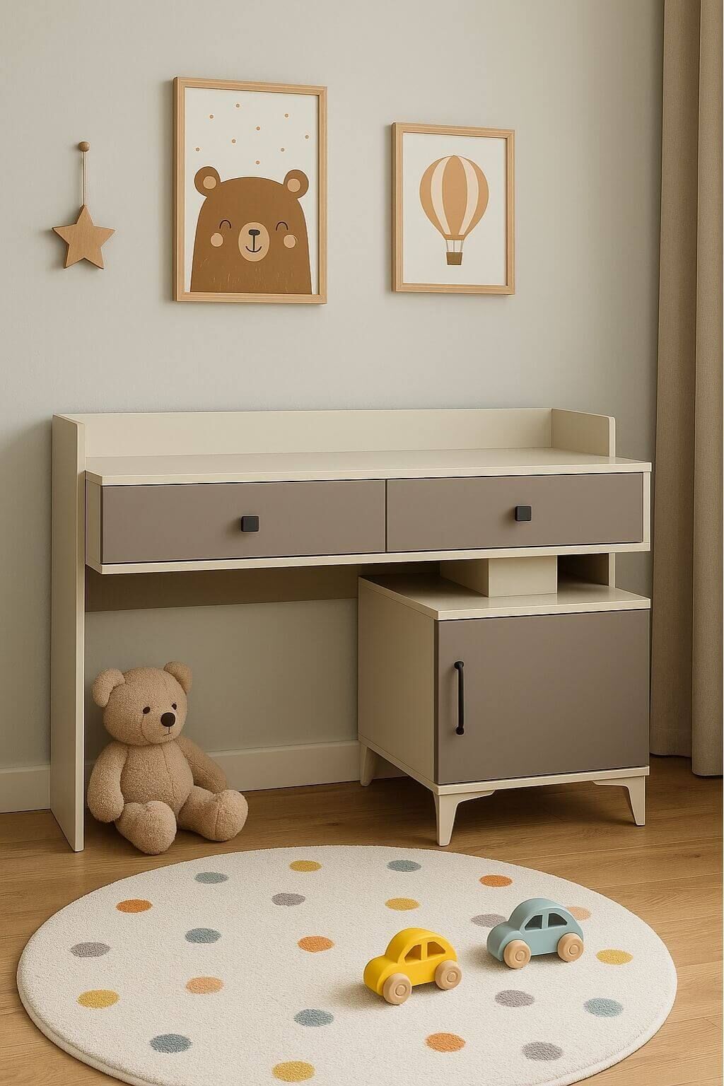 Deniz Çalışma Masası | MDF Gövde | Ağaç Ayaklar | Şık ve Ergonomik Genç Odası Masası