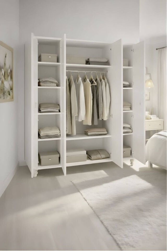 Alin 4 Kapaklı Dolap | MDF Gövde | Ağaç Ayaklar | Geniş ve Şık Genç Odası Dolabı