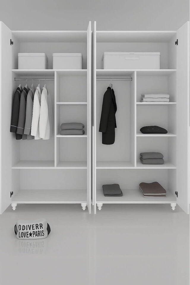 Alin 4 Kapaklı Dolap | MDF Gövde | Ağaç Ayaklar | Geniş ve Şık Genç Odası Dolabı