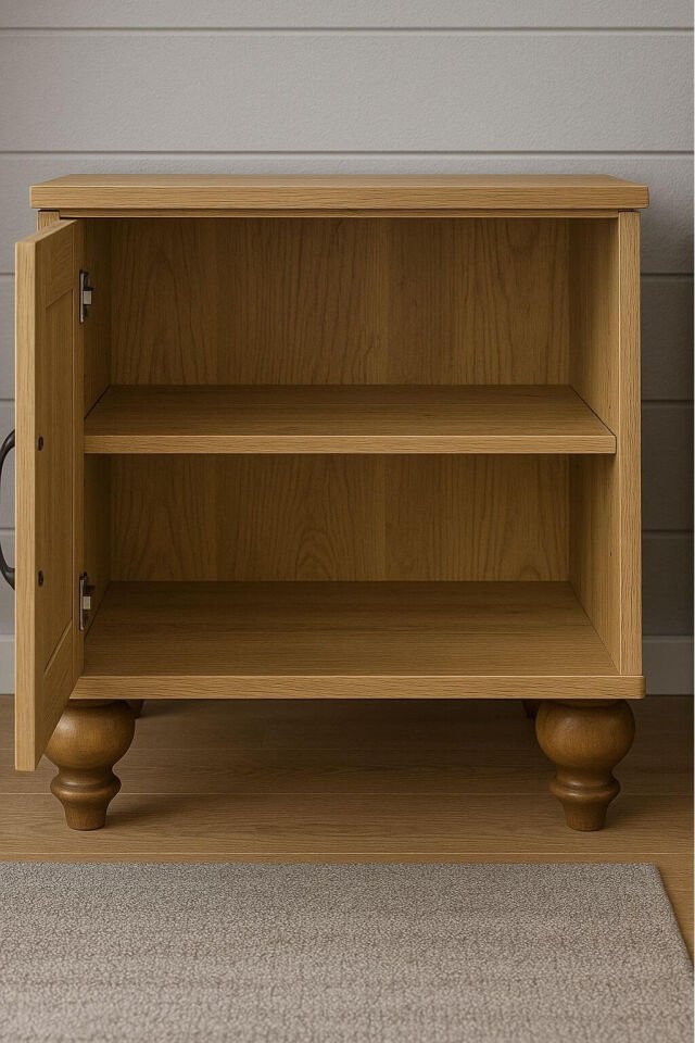 Alin Wood Komodin | MDF Gövde | Ağaç Ayaklar | Şık ve Fonksiyonel Genç Odası Komodini