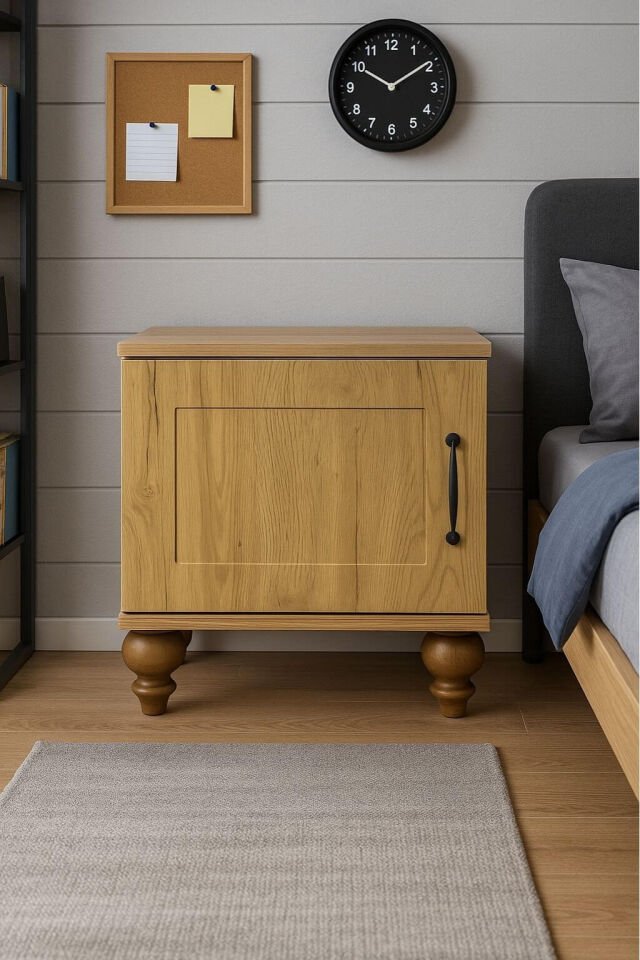 Alin Wood Komodin | MDF Gövde | Ağaç Ayaklar | Şık ve Fonksiyonel Genç Odası Komodini