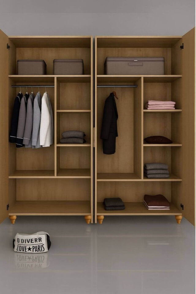 Alin Wood 4 Kapaklı Dolap | MDF Gövde & Dayanıklı Ağaç Ayaklı Tasarım