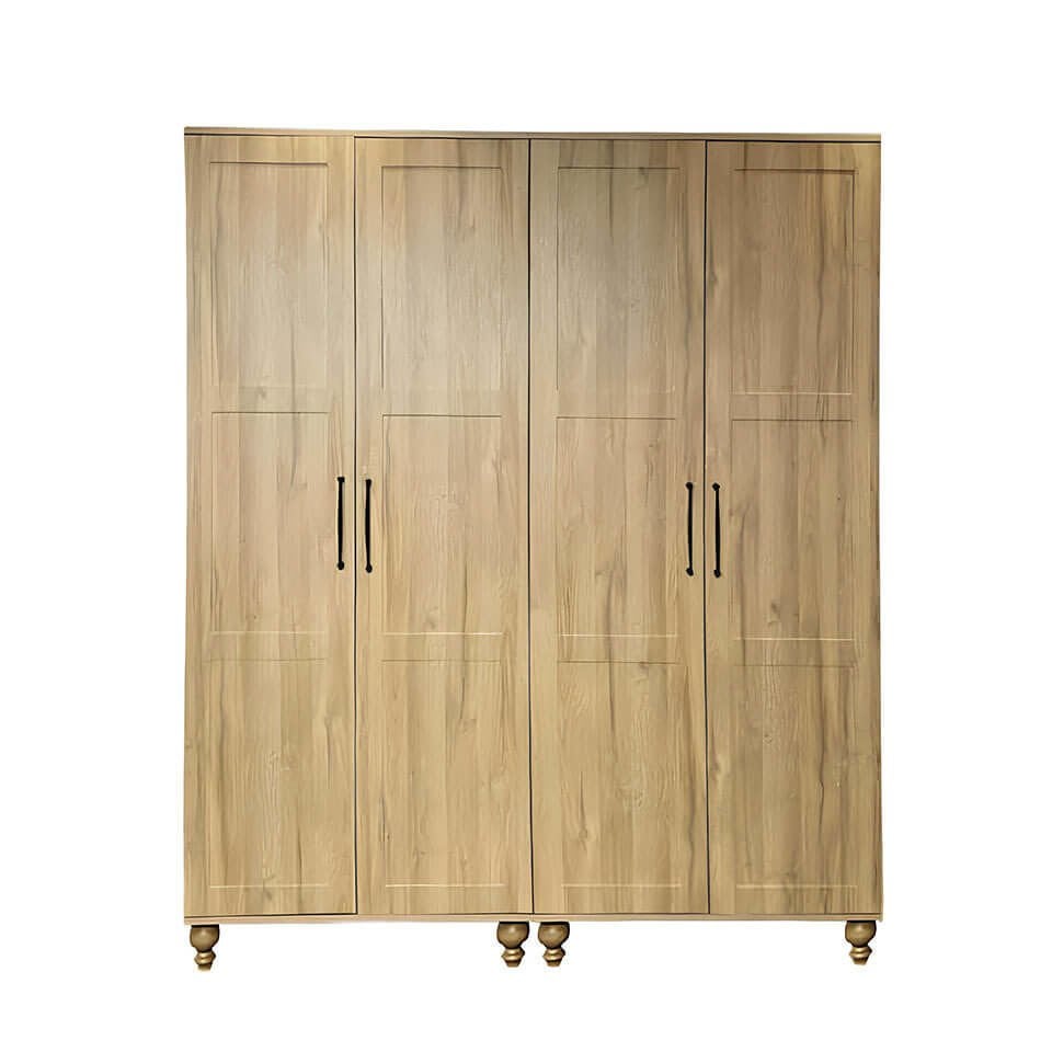 Alin Wood 4 Kapaklı Dolap | MDF Gövde & Dayanıklı Ağaç Ayaklı Tasarım
