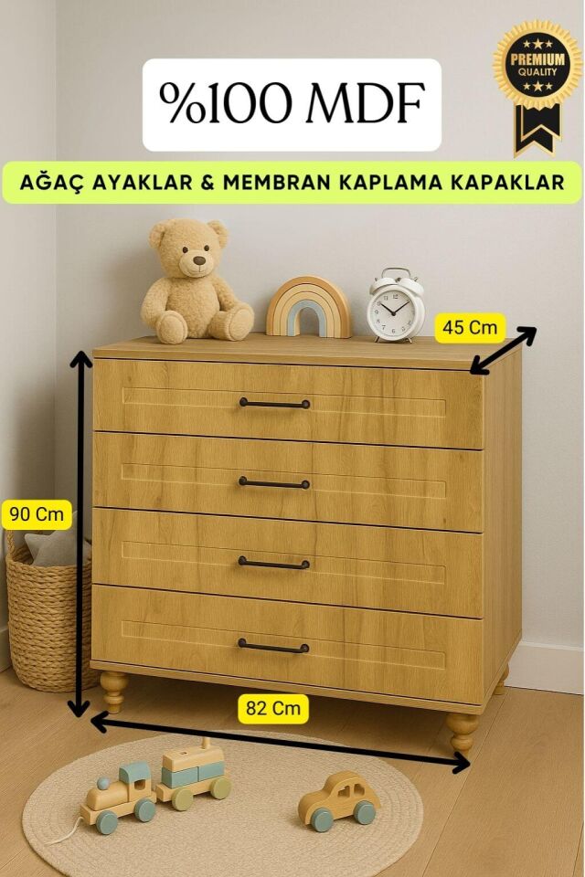 Alin Wood Şifonyer - Çekmeceli | MDF Gövde | Ağaç Ayaklar | Fonksiyonellik ve Şıklığı Buluşturan Tasarım