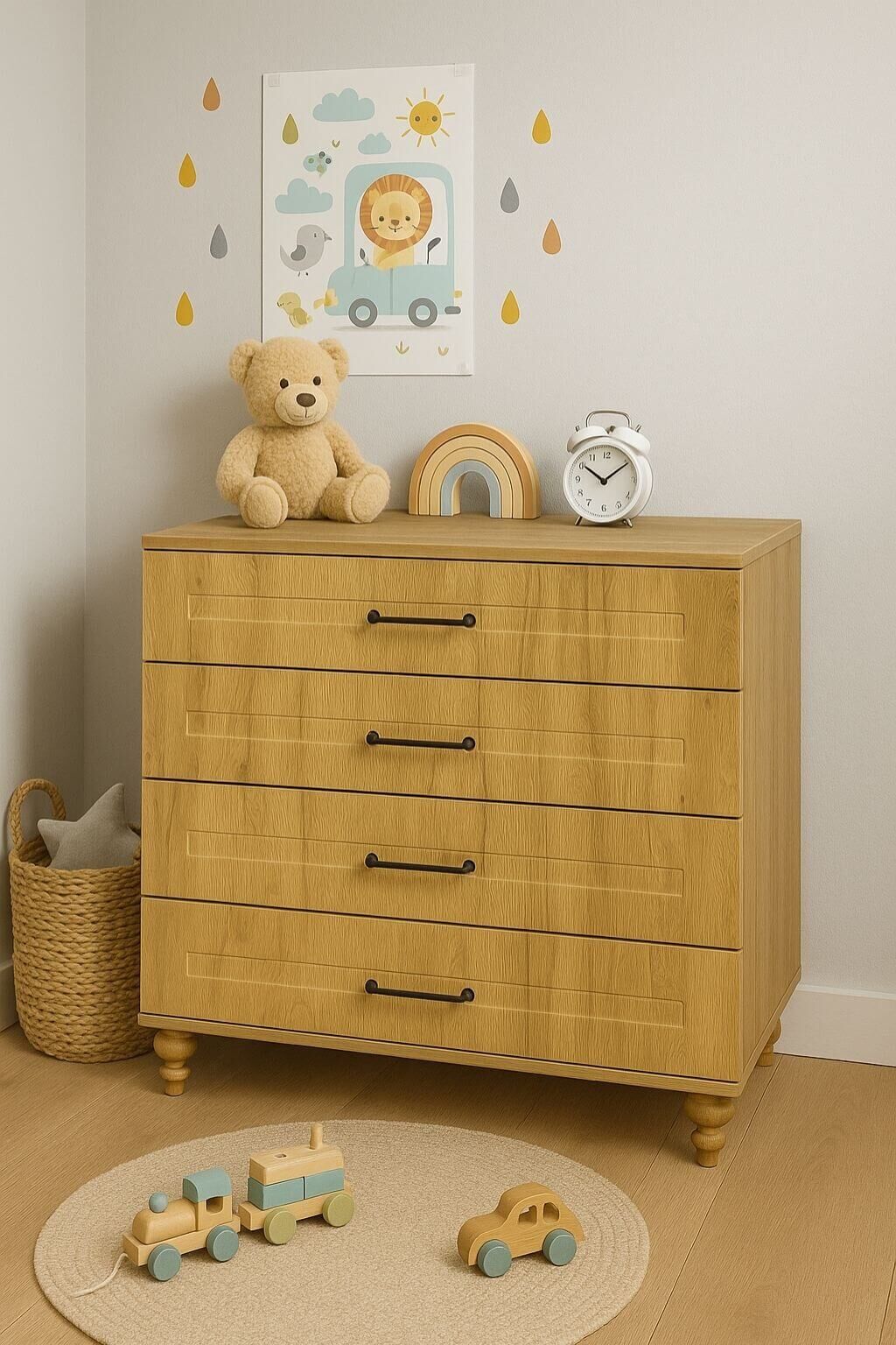 Alin Wood Şifonyer - Çekmeceli | MDF Gövde | Ağaç Ayaklar | Fonksiyonellik ve Şıklığı Buluşturan Tasarım