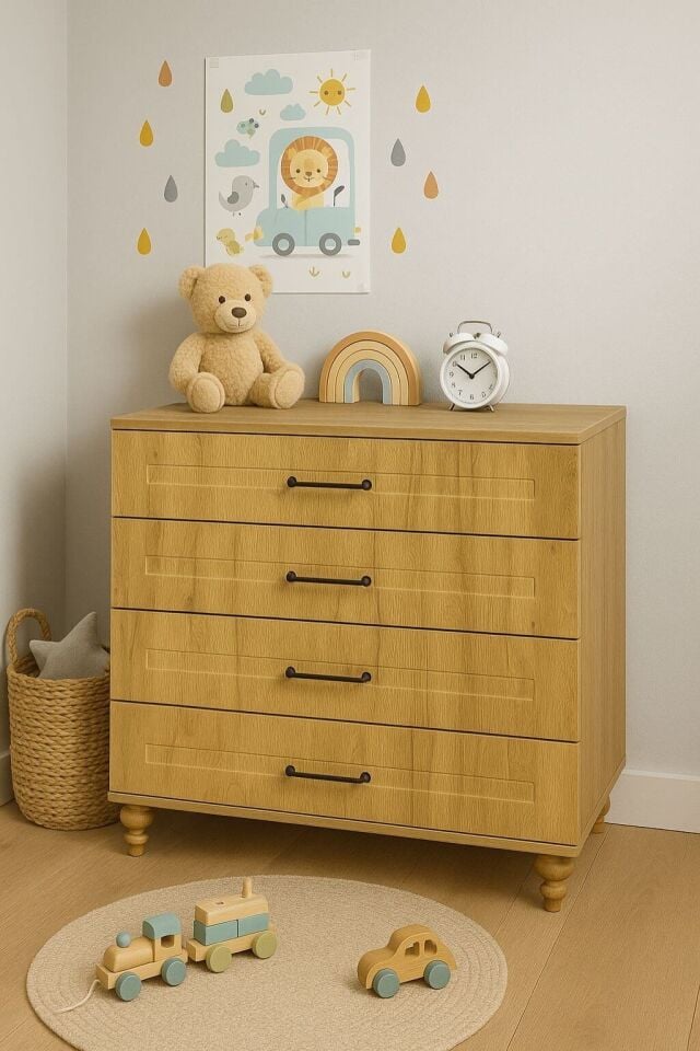 Alin Wood Şifonyer - Çekmeceli | MDF Gövde | Ağaç Ayaklar | Fonksiyonellik ve Şıklığı Buluşturan Tasarım