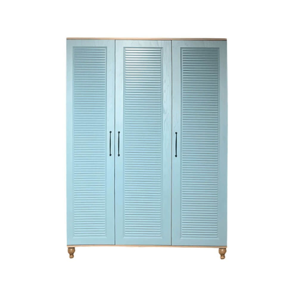 Mavi 3 Kapaklı Dolap | MDF Gövde | Ağaç Ayaklar | Şık ve Fonksiyonel Genç Odası Dolabı