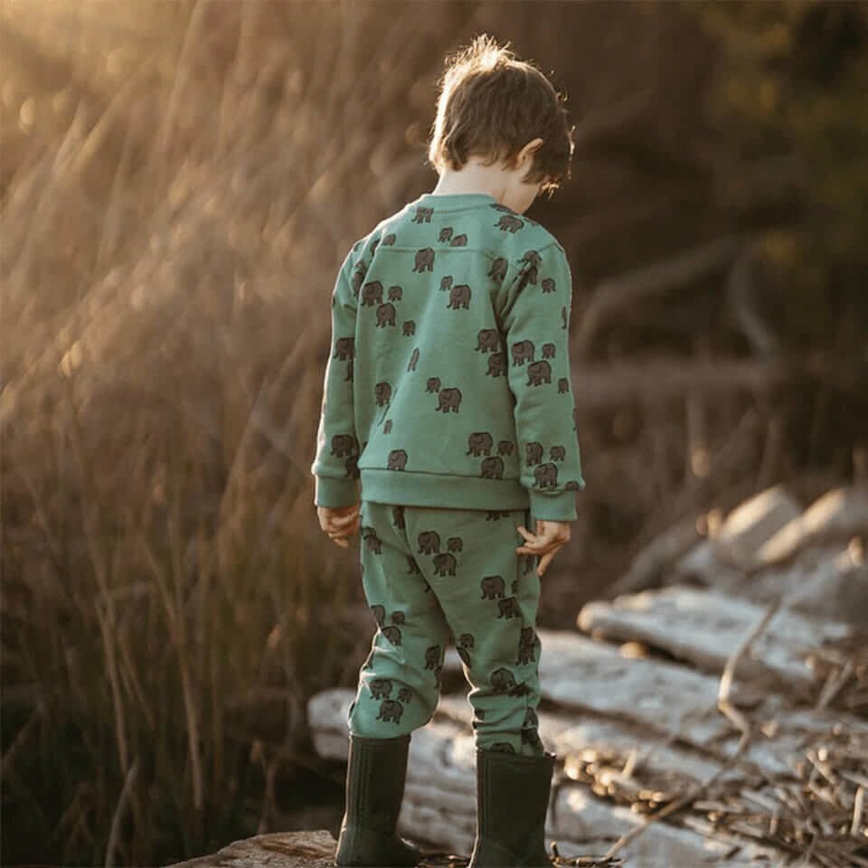 Minik Fil Desenli Eşofman Altı – Yeşil | Rahat ve Şık Çocuk Giyim