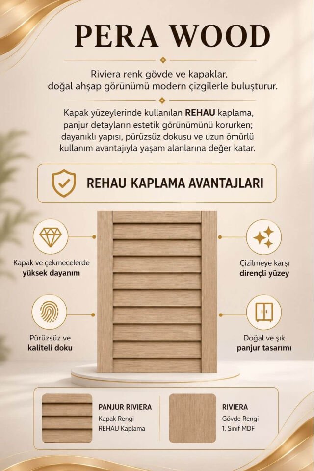 Pera Wood Komodin | MDF Gövde | Ağaç Ayaklar | Panjur Kapak | Şık ve Fonksiyonel Genç Odası Komodini