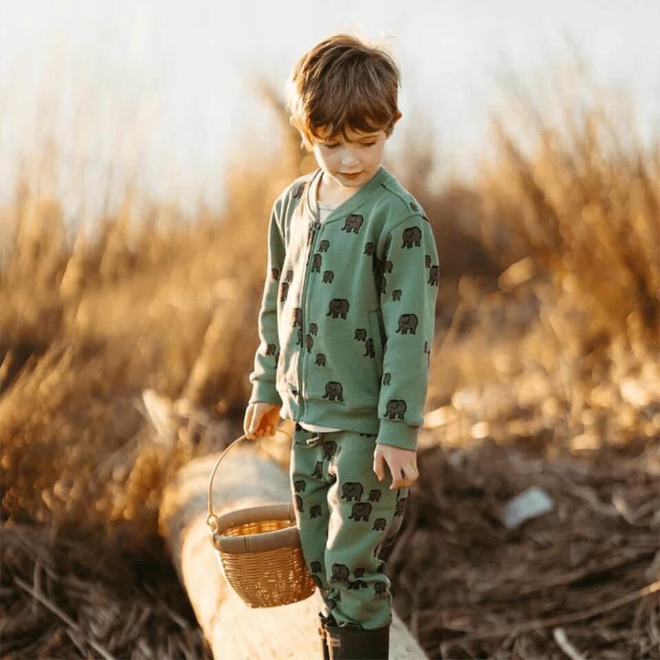 Minik Fil Desenli Ceket – Yeşil | Şık ve Rahat Çocuk Dış Giyim