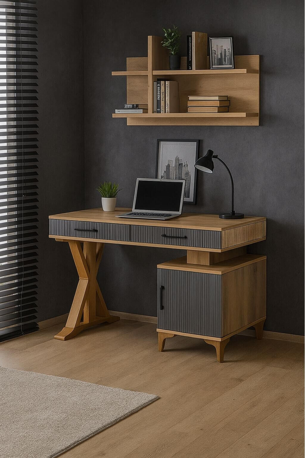 Ege Çalışma Masası | MDF Gövde | Ağaç Ayaklar | Şık ve Ergonomik Genç Odası Masası