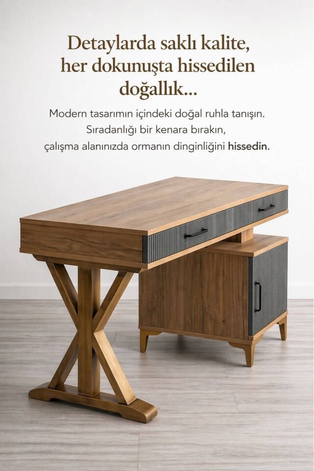 Ege Çalışma Masası | MDF Gövde | Ağaç Ayaklar | Şık ve Ergonomik Genç Odası Masası