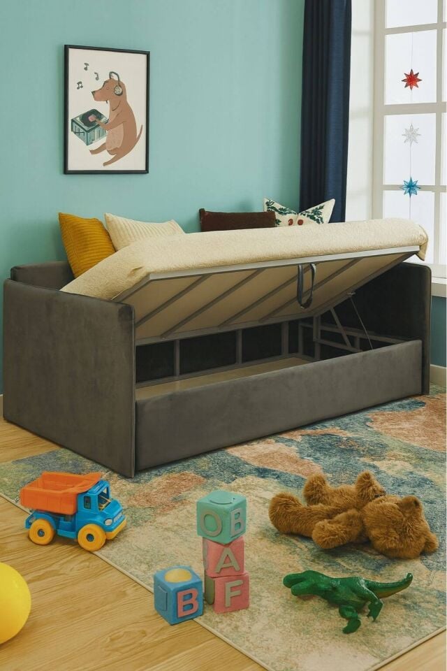 Ege Kadife Daybed | Sağlam Gövde |Estetik Görünüm | Yumuşak Dokulu Şık ve Fonksiyonel Genç Odası Yatak-Oturma Alanı