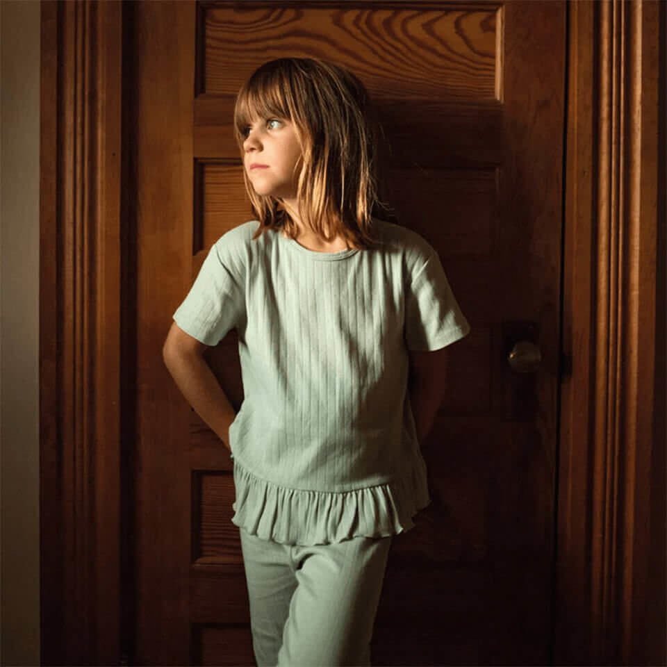 Mint Jakar Kısa Kollu Pijama Takımı-Yeşil