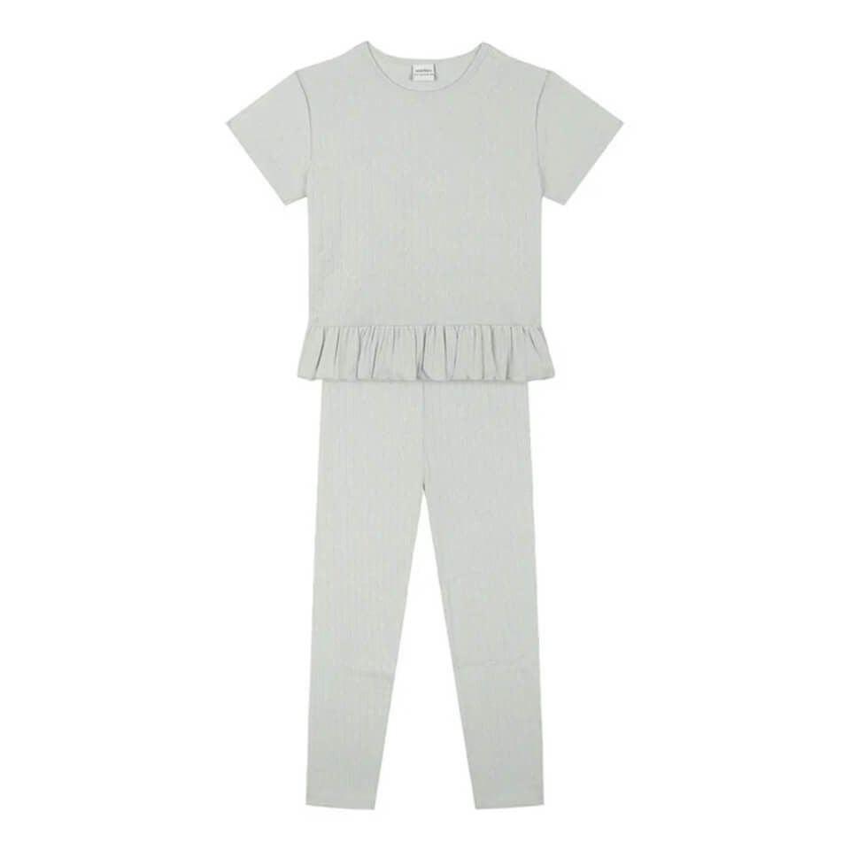 Mint Jakar Kısa Kollu Pijama Takımı-Yeşil