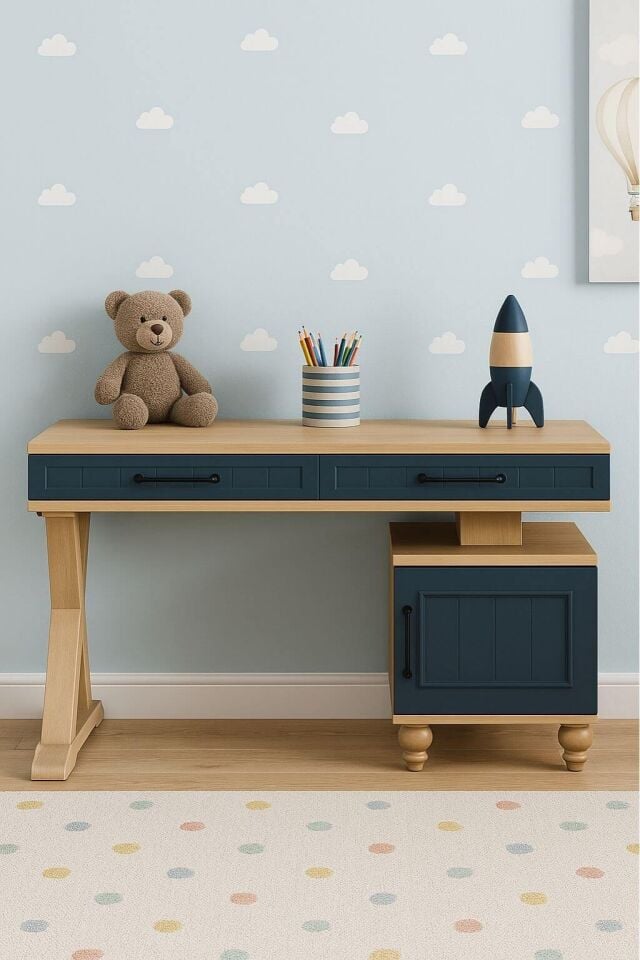 Ozan Çalışma Masası | MDF Gövde | Ağaç Ayaklar | Modern ve Ergonomik Genç Odası Masası