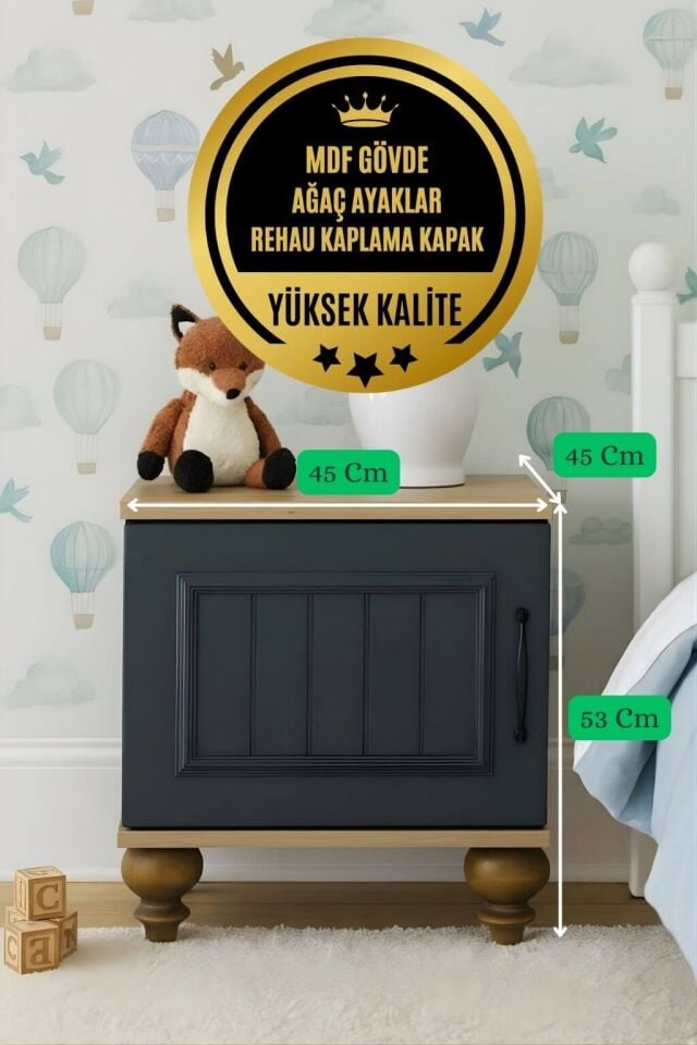 Ozan Komodin | MDF Gövde | Ağaç Ayaklar | Şık ve Fonksiyonel Genç Odası Komodini