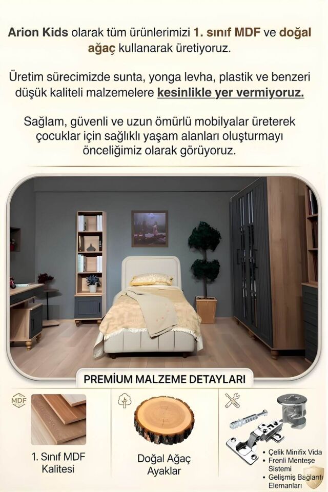 Ozan Çekmeceli Şifonyer | MDF Gövde | Ağaç Ayaklar | Şık ve Fonksiyonel Genç Odası Şifonyeri