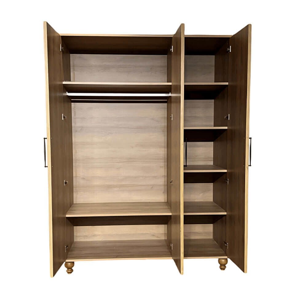 Ozan 3 Kapaklı Dolap | MDF Gövde | Ağaç Ayaklar | Şık ve Fonksiyonel Genç Odası Dolabı