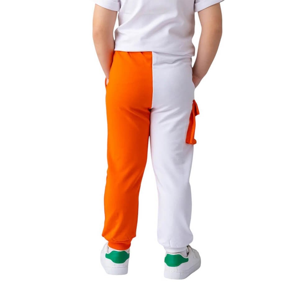 Kız Çocuk Kargo Cepli Eşofman Altı – Oranj | Renk Bloklu ve Kargo Cepli Spor Tasarım