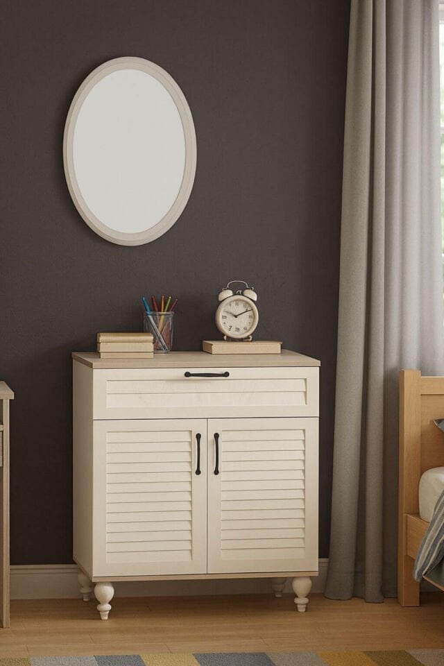 Pera Kapaklı Şifonyer | MDF Gövde | Ağaç Ayaklar | Şık ve Fonksiyonel Genç Odası Şifonyeri