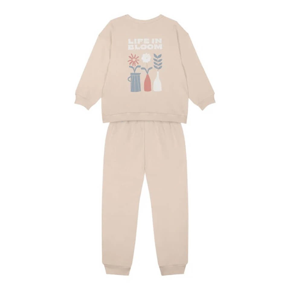 Yaz Buketi Desenli Eşofman Takımı – Bej | Rahat ve Şık Günlük Kombin
