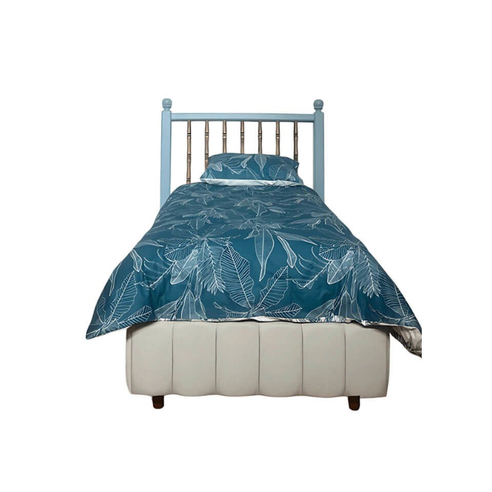 Mavi Baza Başlık Seti 100 X 200 cm | MDF Başlık | Klasik Baza | Şık ve Dayanıklı Genç Odası Yatak Takımı