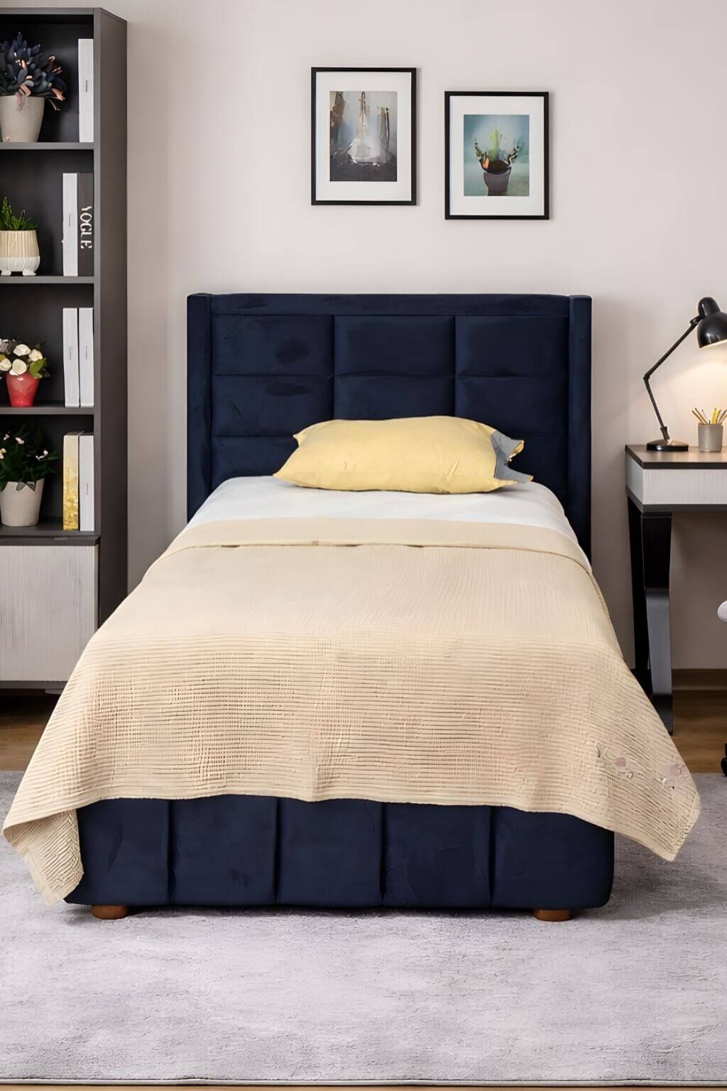 Poyraz Baza Başlık Seti 120×200 | Kadife Başlık | Klasik Baza | Şık ve Dayanıklı Genç Odası Yatak Takımı