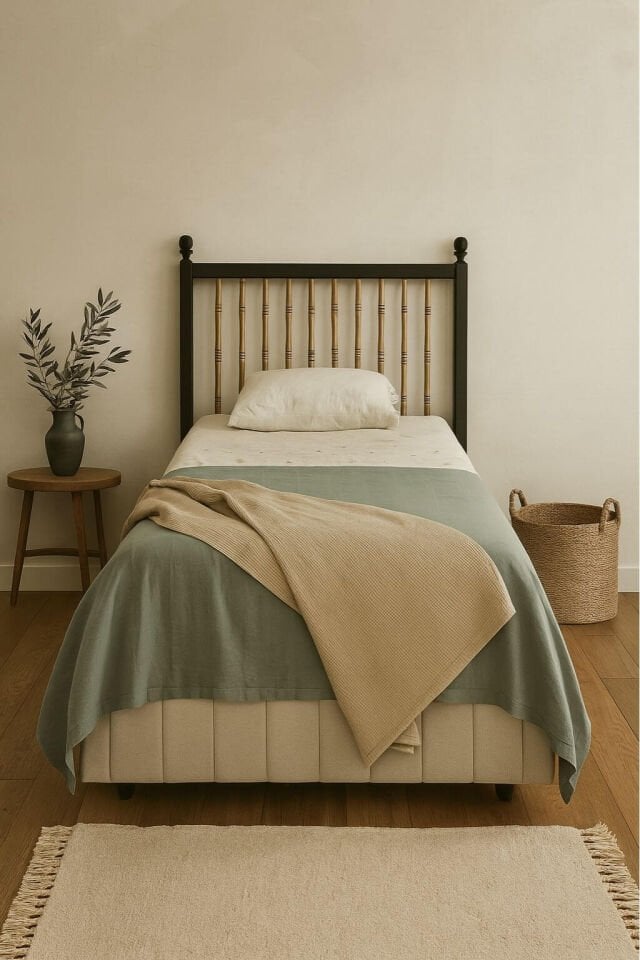 Pera Wood Baza Başlık Seti 100×200 | MDF Başlık | Klasik Baza | Şık ve Dayanıklı Genç Odası Yatak Seti