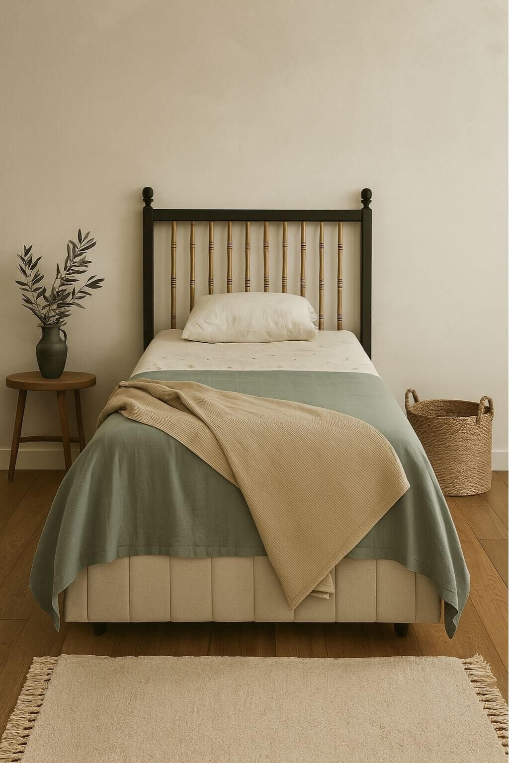 Pera Wood Baza Başlık Seti 120×200 | MDF Başlık| Klasik Baza | Şık ve Dayanıklı Genç Odası Yatak Seti