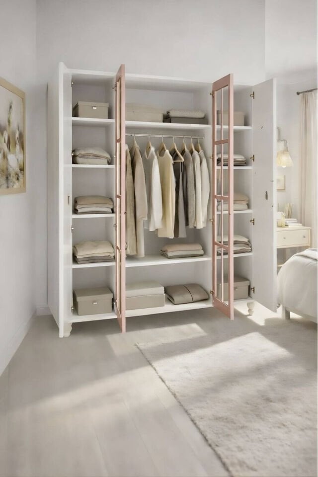 Masal 4 Kapaklı Dolap | MDF Gövde | Ağaç Ayaklar | Geniş ve Şık Genç Odası Gardırop