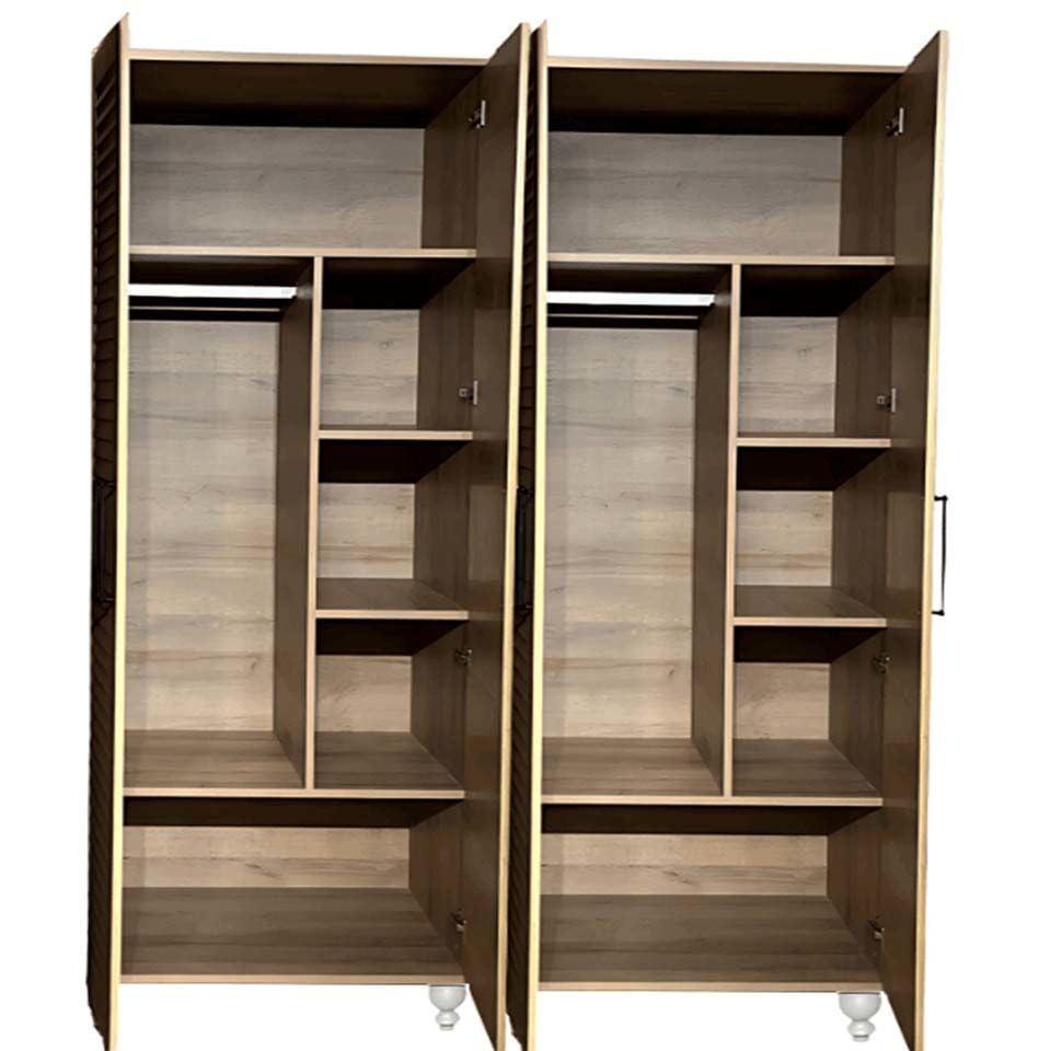 Masal 4 Kapaklı Dolap | MDF Gövde | Ağaç Ayaklar | Geniş ve Şık Genç Odası Gardırop