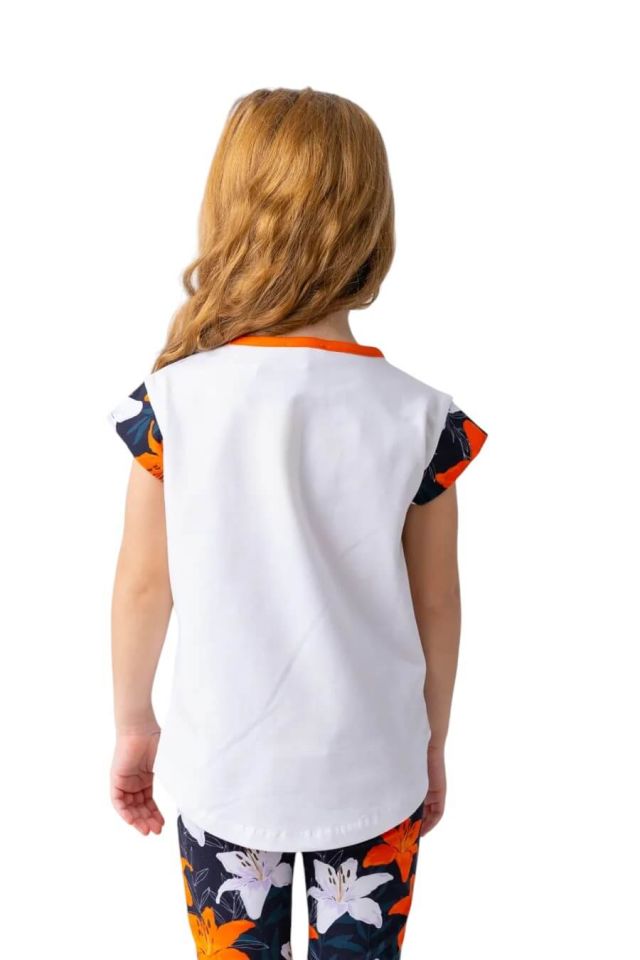 Kız Çocuk Yazı Baskılı T-shirt-Beyaz
