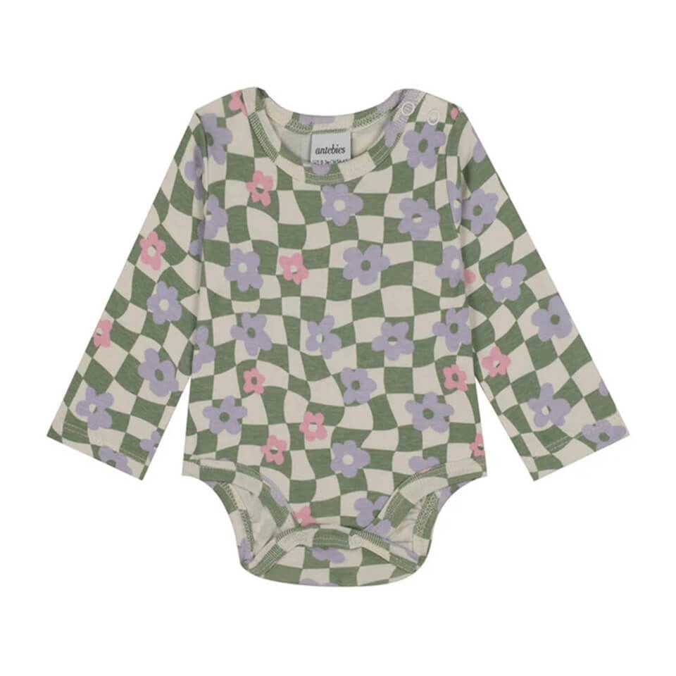 Yeşil Grafik Çiçek Desenli Uzun Kollu Body | Konforlu ve Yumuşak Kumaş