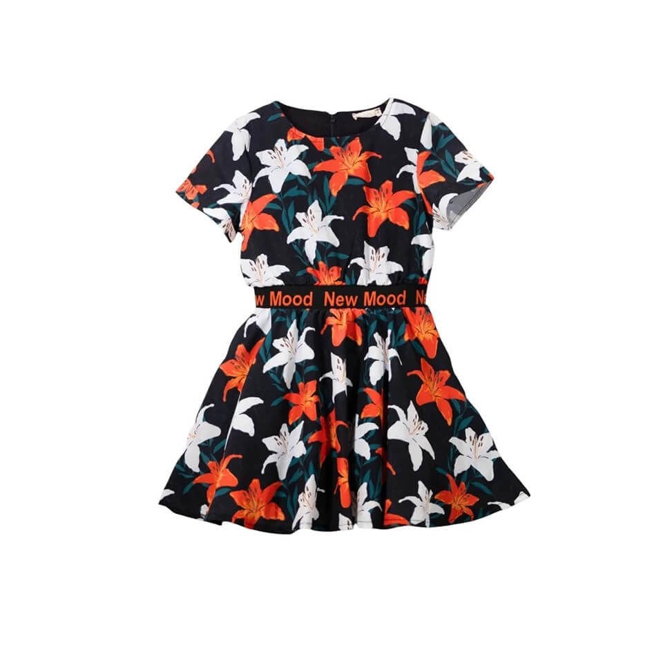 Kız Çocuk Şifon Elbise | Çiçek Desenli, Hafif ve Zarif Tasarım