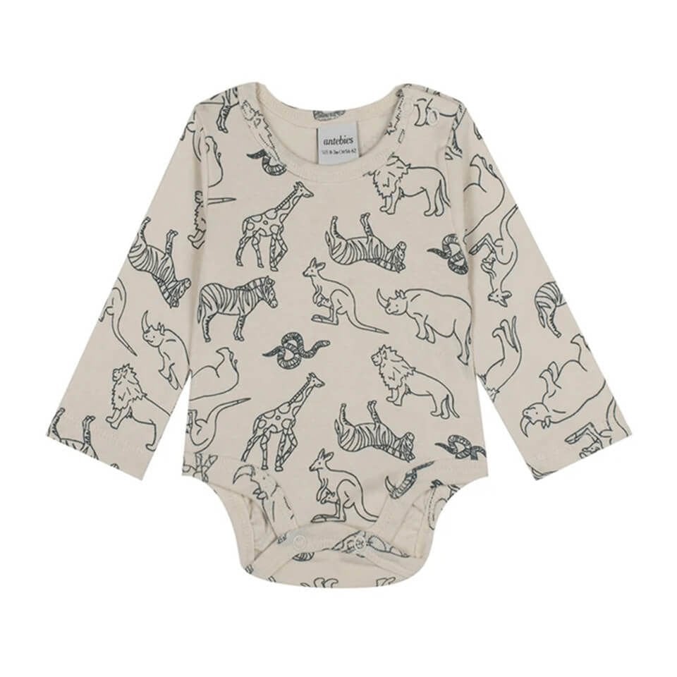 Hayvanlar Alemi Uzun Kollu Body – Yeşil | Rahat ve Şık Bebek Kıyafeti