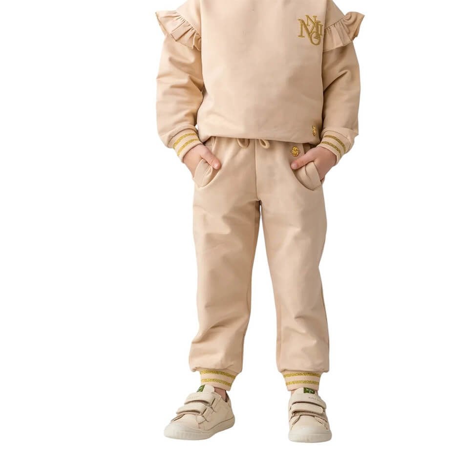 Kız Çocuk Eşofman Altı – Bej | Cepli ve Rahat Kesim Günlük Spor Model