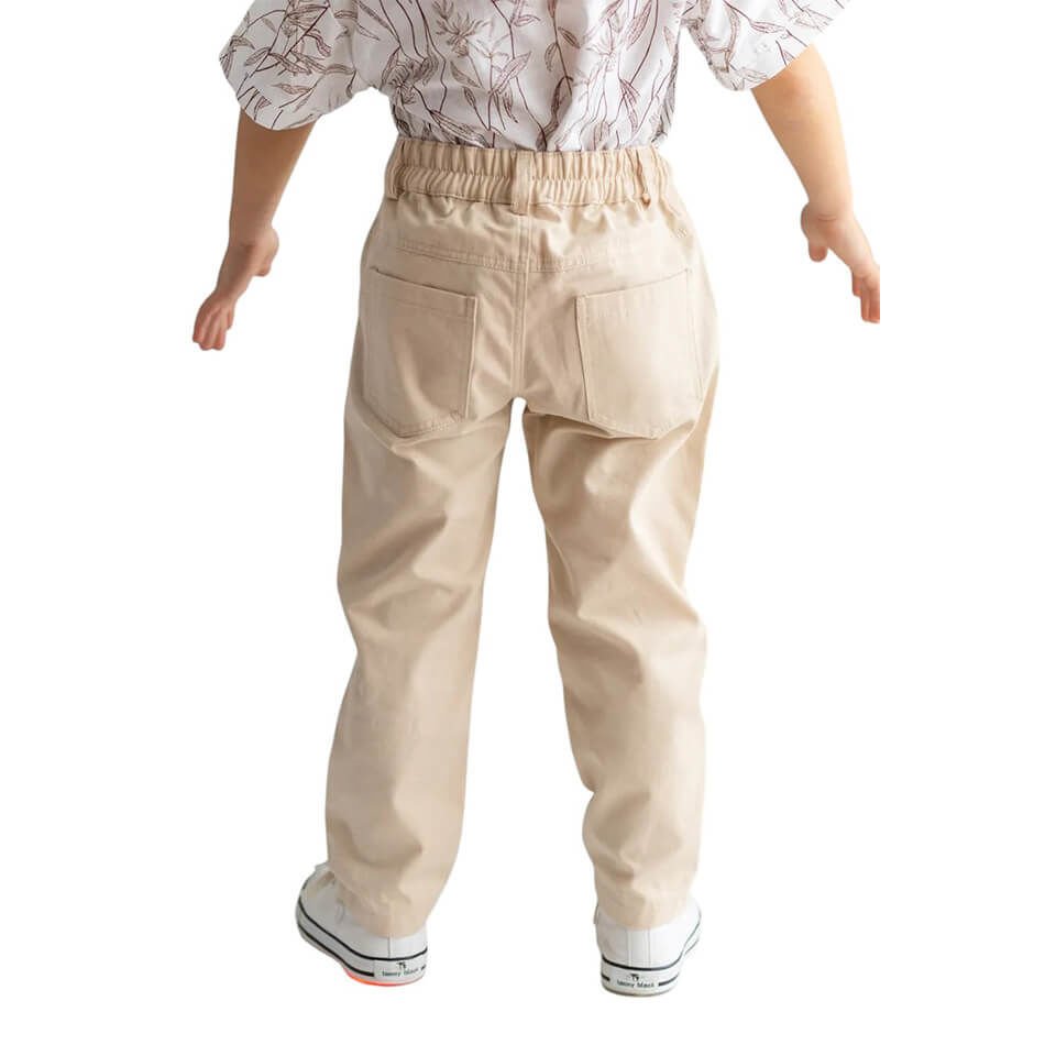 Erkek Çocuk Bej Pantolon | Gabardin Kumaş | Düz Kesim ve Rahat Kalıp