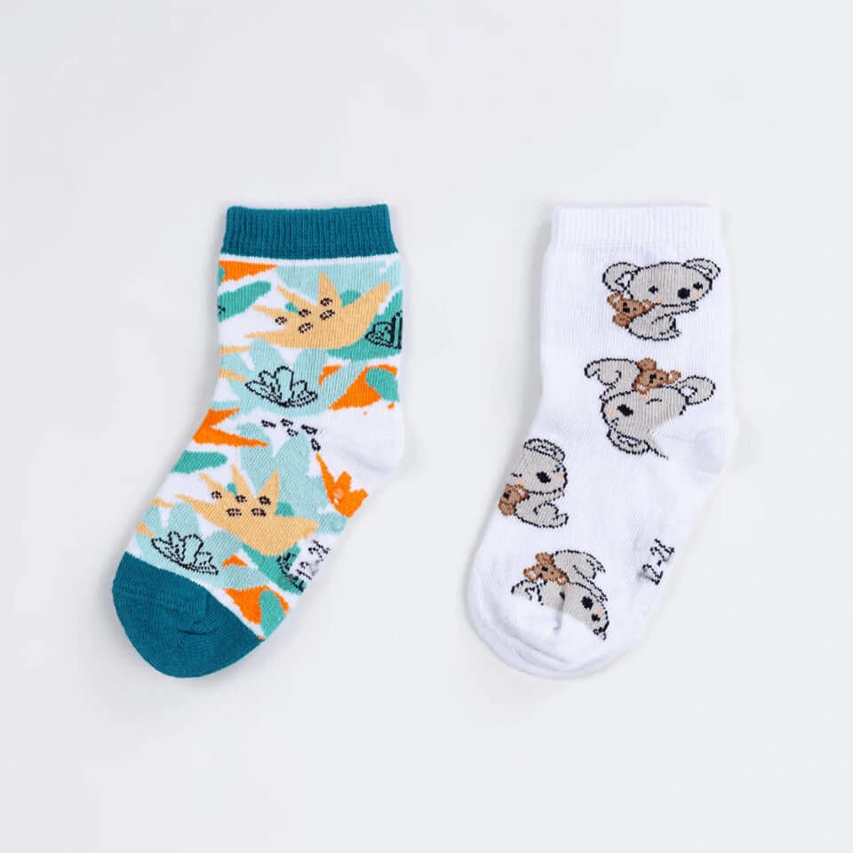 Organik Autumn Koala 2'li Çorap | Yumuşak ve Nefes Alan Bebek Çorabı