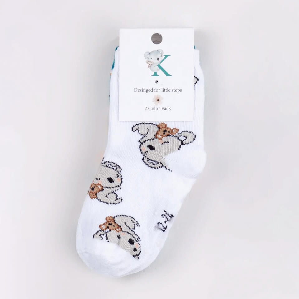 Organik Autumn Koala 2'li Çorap | Yumuşak ve Nefes Alan Bebek Çorabı